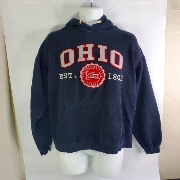 American Crown Ohio Buckeye State 1803 Hoodie Men Size Large Black Grey Red - Picture 1 of 5